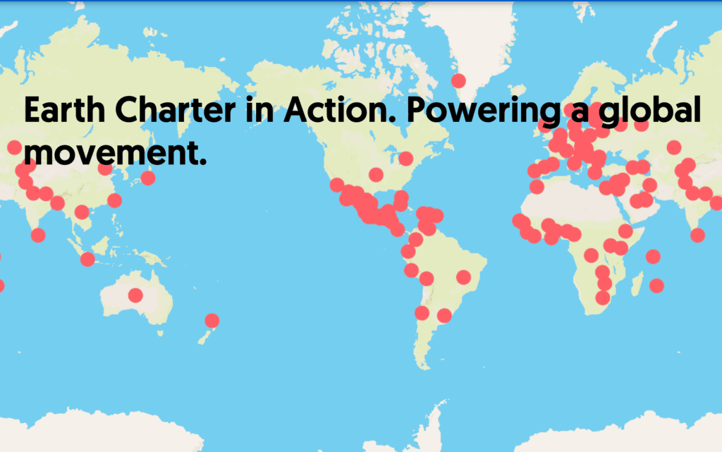 The Earth Charter turns 25. The red dots on this map show the many affiliates all over the world.